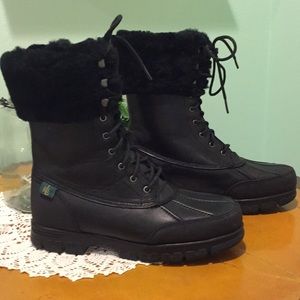 NWOT Ralph Lauren fur top leather boots